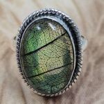 Synthetic Aurora Opal Size US 8" 925 Sterling Silver Ring (REXT71-168)