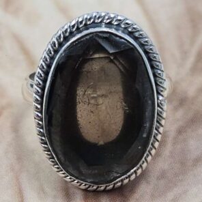 Smoky Quartz Size US 7" 925 Sterling Silver Ring (REXT71-184)