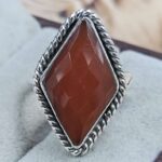 Hessonite Garnet Size US 6" 925 Sterling Silver Ring (REXT71-186)