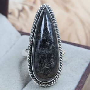 Silver Sheen Obsidian Size US 7" 925 Sterling Silver Ring (REXT71-182)