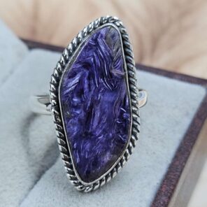 Charoite Size US 10" 925 Sterling Silver Ring (REXT71-154)