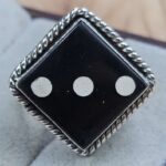 Black Onyx Dice Size US 8" 925 Sterling Silver Ring (REXT71-173)
