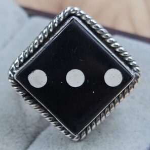 Black Onyx Dice Size US 8" 925 Sterling Silver Ring (REXT71-173)