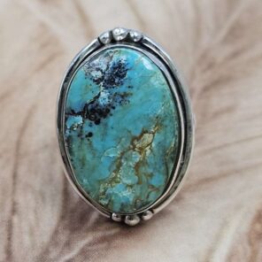 Kingman Turquoise Size US 6 925 Sterling Silver Ring (REXT151-56)