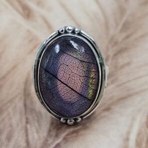 Aurora Opal Leaf Size US 9 925 Sterling Silver Ring (REXT151-77)