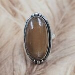 Peach Moonstone Size US 6 925 Sterling Silver Ring (REXT151-59)