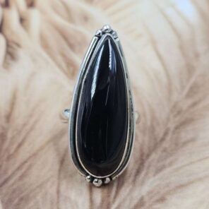 Black Onyx Size US 6 925 Sterling Silver Ring (REXT151-61)