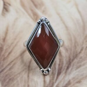 Red Onyx Size US 6 925 Sterling Silver Ring (REXT151-60)