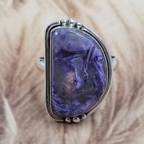 Charoite Size US 9 925 Sterling Silver Ring (REXT151-79)