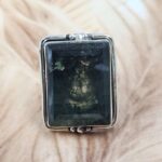 Moss Agate Size US 8 925 Sterling Silver Ring (REXT151-74)