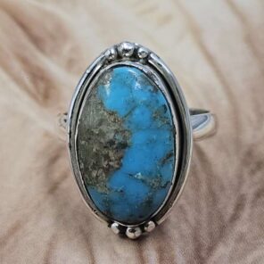 Iranian Turquoise Size US 8 925 Sterling Silver Ring (REXT151-85)