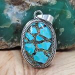 Aurora Opal & Kingman Turquoise 1.5" 925 Sterling Silver Pendant (REXT95-253)