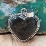 Silver Sheen Obsidian 1.5" 925 Sterling Silver Pendant (REXT95-254)