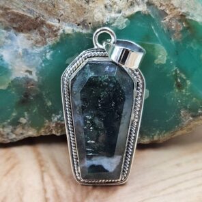 Moss Agate 1.75" 925 Sterling Silver Pendant (REXT95-243)