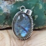 Labradorite & Golden Rutile 1.5" 925 Sterling Silver Pendant (REXT107-139)