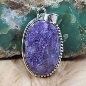 Charoite 1.7" 925 Sterling Silver Pendant (REXT107-116)