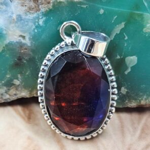 Synthetic Ammolite 1.5" 925 Sterling Silver Pendant (REXT95-226)