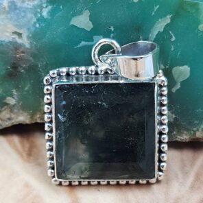 Moss Agate 1.25" 925 Sterling Silver Pendant (REXT95-231)