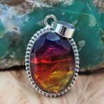 Synthetic Ammolite 1.5" 925 Sterling Silver Pendant (REXT95-227)