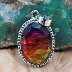 Synthetic Ammolite 1.5" 925 Sterling Silver Pendant (REXT95-227)