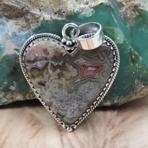 Crazy Lace Agate 1.5" 925 Sterling Silver Pendant (REXT107-113)