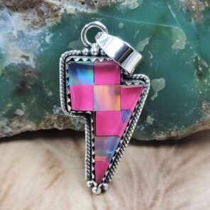 Aurora Opal Checkerboard 1.5" 925 Sterling Silver Pendant (REXT107-109)