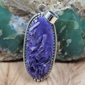 charoite 2" 925 Sterling Silver Pendant (REXT107-91)