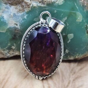 Synthetic Ammolite 1.5" 925 Sterling Silver Pendant (REXT107-101)