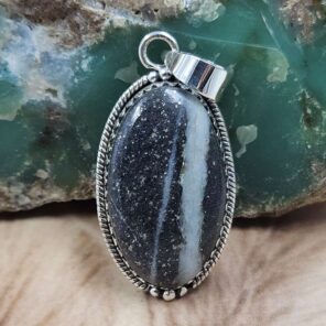 Zebra Jasper 1.5" 925 Sterling Silver Pendant (REXT107-105)