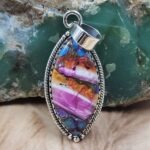 Pink Dahlia Turquoise 1.7" 925 Sterling Silver Pendant (REXT107-89)