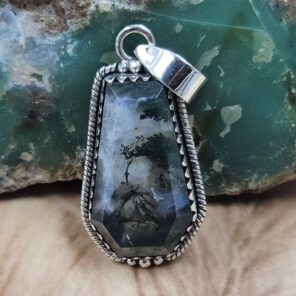 Moss Agate 1.5" 925 Sterling Silver Pendant (REXT107-110)