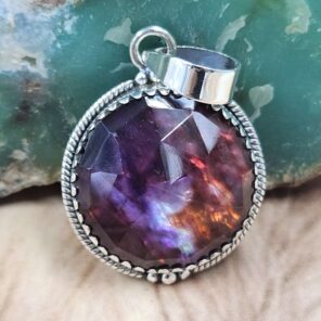 Synthetic Ammolite 1.5" 925 Sterling Silver Pendant (REXT107-99)