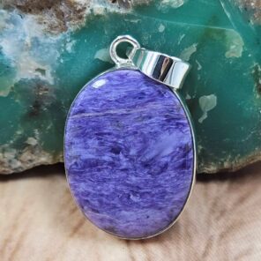 Charoite 1.5" 925 Sterling Silver Pendant (REXT42-263)