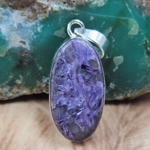 Charoite 1.5" 925 Sterling Silver Pendant (REXT42-264)