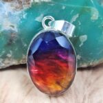 Synthetic Ammolite 1.5" 925 Sterling Silver Pendant (REXT42-270)