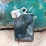 Moss Agate 1.5" 925 Sterling Silver Pendant (REXT42-281)