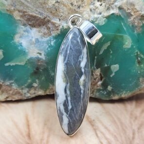 Zebra Jasper 2" 925 Sterling Silver Pendant (REXT42-267)