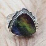 Synthetic Ammolite Size US 10 925 Sterling Silver Ring (REXT151-133)