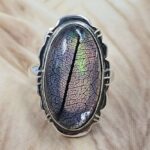 Aurora Opal Leaf Size US 6 925 Sterling Silver Ring (REXT151-99)