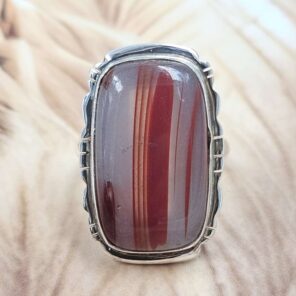 Red Agate Size US 10 925 Sterling Silver Ring (REXT151-132)