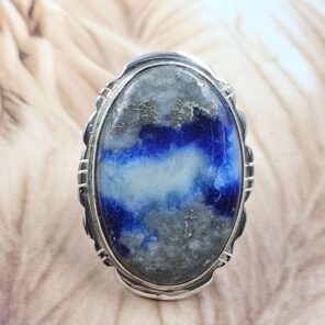 Afghanite Size US 10 925 Sterling Silver Ring (REXT151-129)