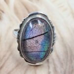 Aurora Opal Leaf Size US 9 925 Sterling Silver Ring (REXT151-122)