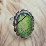 Aurora Opal Leaf Size US 10 925 Sterling Silver Ring (REXT151-130)