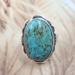 Iranian Turquoise Size US 10 925 Sterling Silver Ring (REXT151-131)