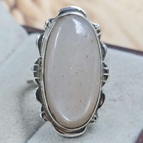 Peach Moonstone Size US 6 925 Sterling Silver Ring (REXT151-104)