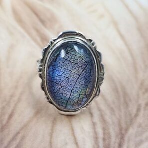 Aurora Opal Leaf Size US 7 925 Sterling Silver Ring (REXT151-108)