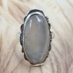 Peach Moonstone Size US 8 925 Sterling Silver Ring (REXT151-117)