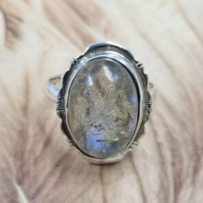 Golden Rutile & Labradorite Doublet Size US 9 925 Sterling Silver Ring (REXT151-126)