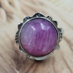 Pink Rainbow Moonstone Size US 10 925 Sterling Silver Ring (REXT151-128)
