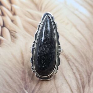 Silver Sheen Obsidian Size US 7 925 Sterling Silver Ring (REXT151-112)